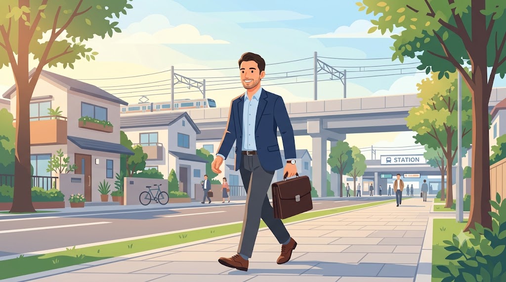 車を持たずに電車通勤する会社員の朝の風景