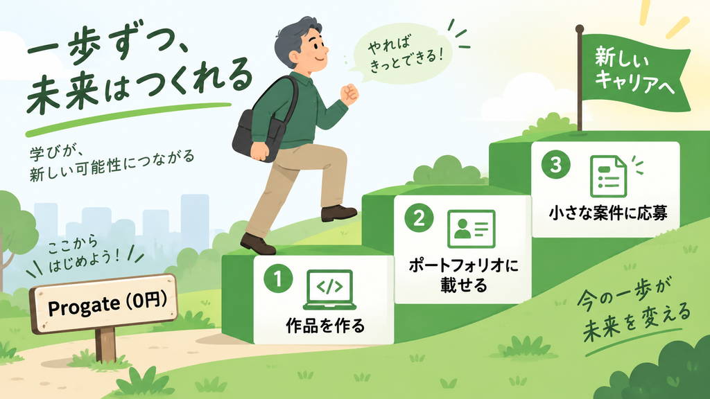 Progateの次に進む副業までの3段階の図解
