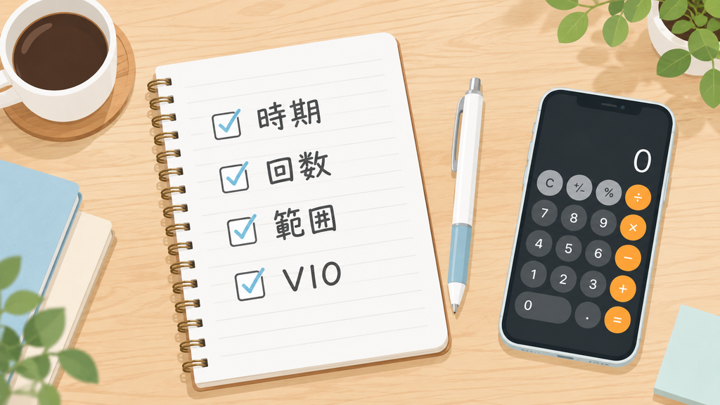 カウンセリング前に回数・範囲・VIOを書き出したメモ